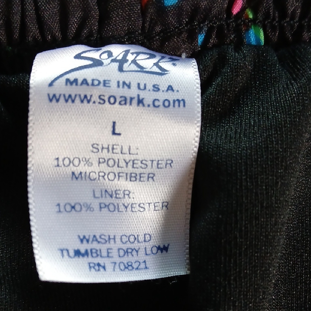 Soark Black Athletic Shorts with Cosmic Design and Elastic Waistband Sz L - Picture 2 of 3